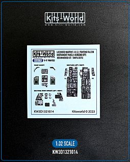 Kitsworld 1/32 Scale - Lockheed Martin F-16 CJ  - 3D Printed/Full Colour Instrument Pane KW3D1321014 - Lockheed Martin F-16 CJ Fighting Falcon (Recommended Kit: Tamiya 60315) 